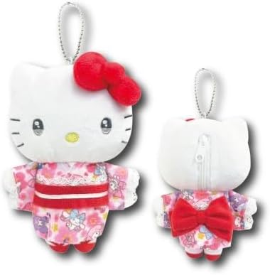 Hatayama Shoji Sanrio 66202915 Japanese Pattern Biyori Series Mascot Pouch, Hello Kitty, Total Length 5.1 inches (13 cm)