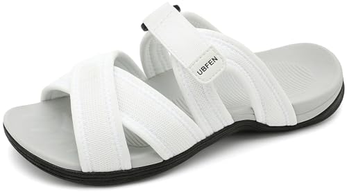 Image of UBFEN Womens Walking Slides Sandals Comfortable | Soft Cushion Footbed, Lightweight Casual, Adjustable Strap, Outdoor, Orthopedic Arch Support