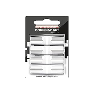Reloop Knob Cap Set white – 8 boutons, Revêtement en caoutchouc pour une meilleure prise en main, Compatible avec la plupart des mixeurs et contrôleurs pour DJ, blanc