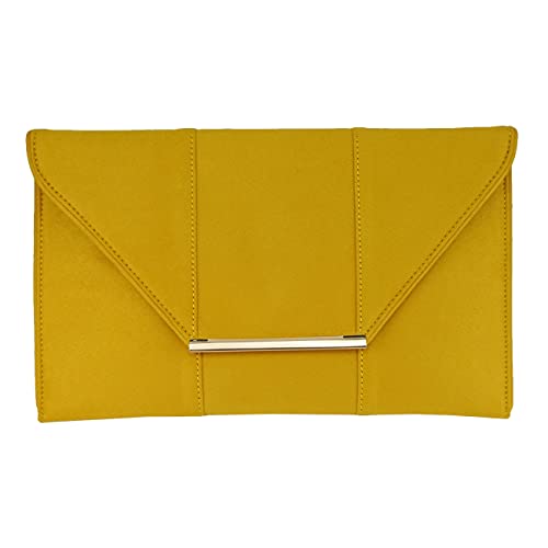 JNB Women's Faux Microsuede Envelope Clutch (Mustard)