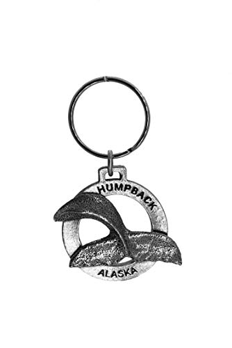 Alaska Whale Tail Keychain, A630KC, 1 1/2”, Pewter, Metal, Souvenir, 100% Handmade in the USA, Alaskan Travel Keychain, Key Chain, Key Ring, Key Fob, Gift, 20+ Alaskan Designs Available