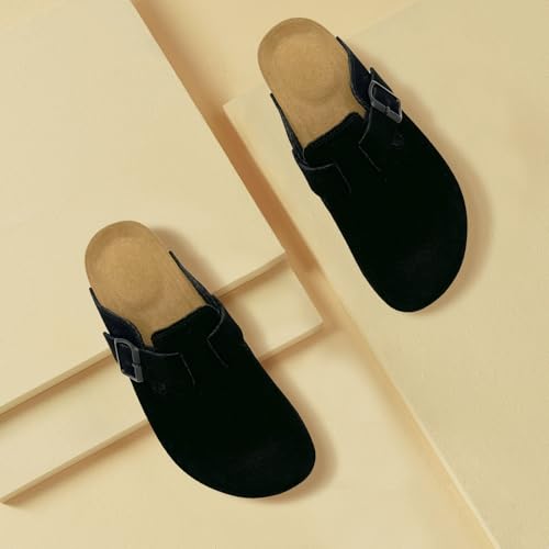 Image of Kids Suede Clogs Boys Girls Sandals Cork Footbed Toddler Slip-on Slippers Indoor Outdoor Cute Sandals Classic Adjustable Buckle