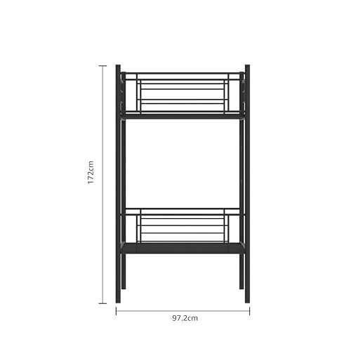 Image of TEKAVO Bunk Bed I Safety Guardrail I Easy-Climb Ladder I Metal Bed I Kids bunk Bed I Modern Bedroom Furniture I DIY (Black- Vista)