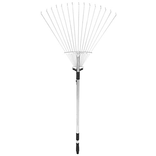 Telescopic Rake, Adjustable Garden Leaf Rake Folding Rake Garden Yard Rake Telescopic Metal Rake for Quick Clean of Lawn Yard, from 29 inch to 42 inch