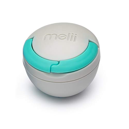 MELII porta chupete de bebe con asa para enganchar a bolsos, carritos o carteras. Caja guarda chupete en plásticos libre de BPA, 5.25 x 5 cm, Color: gris/aguamarina Cover