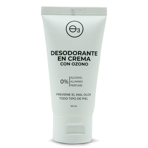 OZONO D'OR - Desodorante Crema 100% Natural BIO con Ozono Neutralizador de Bacterias, Sin Aluminio ni Parabenos, Sin perfume | Desodorante Mujer y Hombre Piel Sensible | Control del Mal Olor | 50 ml