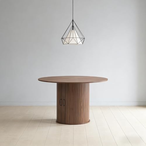 Trygoal Round Dining Table, Wood Kitchen Table for Living Room, Walnut