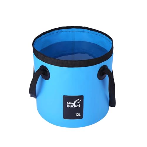 Falteimer, Outdoor-Faltschüssel, Faltwaschbecken, 12L Multifunktions-Falteimer, Reise-Bergsteiger- und Camping-Eimer, Blau.