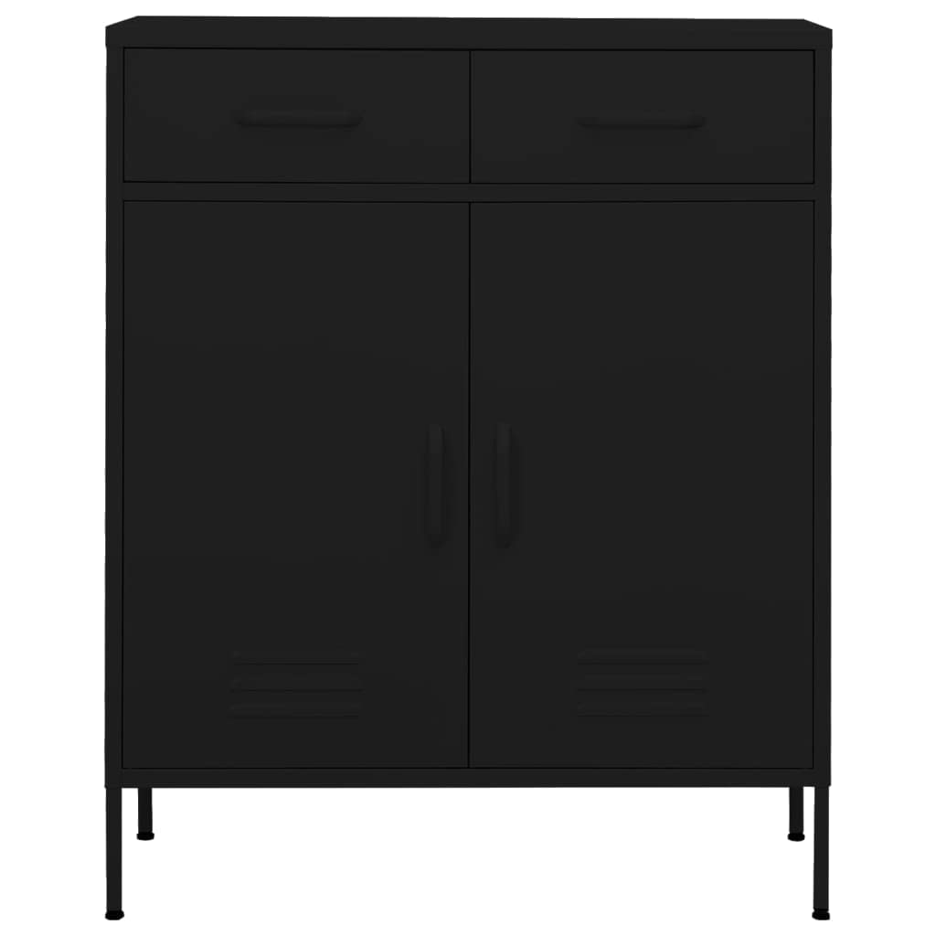 Generisch Schwarzer Stahlschrank, 80 x 35 x 101,5 cm, Metall-Werkzeugschrank mit verstellbaren Einlegeböden und Vollauszugsschubladen für Büro und Garage, langlebig und stilvolles Design