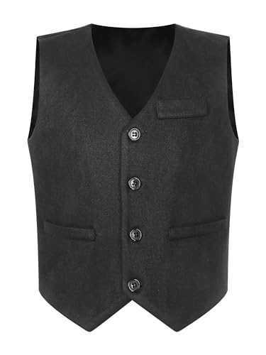JEATHA Kids Boys 4-Button Formal Suit Jacket Dressy Vest Wedding Birthday Party Gentleman Tuxedo Waistcoat