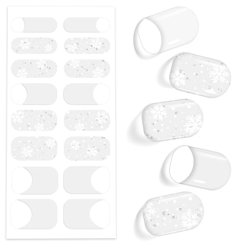 JSRQT Pegatinas de Esmalte Uñas Navidad Copos Nieve Gel Nail Stickers Postizas Semicurado Navideño UV/LED Autoadhesivas Semi-Curado Punta Láminas Gelatina para Arte DIY Francesa Decoracion