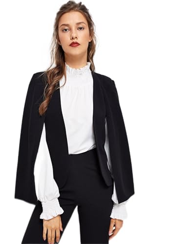 Neeno Women's Jacket Cloak Sleeve Open Front Blazer Jacket for Women (Size : Large)