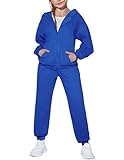 Arshiner Girls Clothes Tracksuits 2 Piece Outfits Long Sleeve Zip Up Hoodies and Jogger Sweatpants Blue...