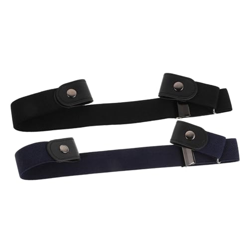 Yardwe 2pcs Stretch Faux Belt for Women Men No Buckle Wide Elastic Adjustable Fashionable for Jeans Shorts Casual