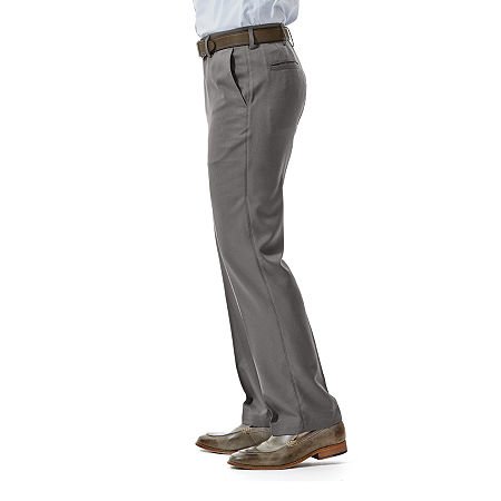Haggar Men's Performance Micro Solid Gabardine Straight-Fit Plain-Front Dress Pant3
