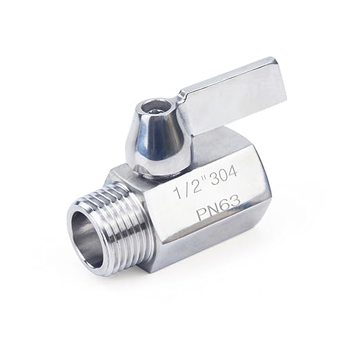 Mini válvula de bola de acero inoxidable 304, rosca macho de 0.5 pulgadas para agua y aceite 5