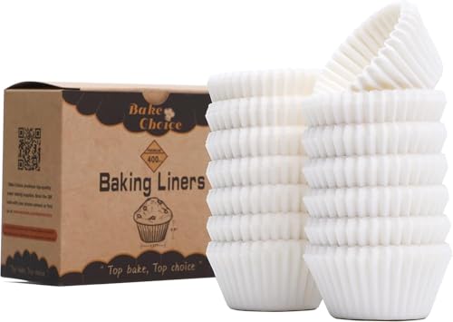 Caissette Muffins Papier Mini,400 pièces Blanc,Caissettes Cupcake,Parchemin & Résistant à la Graisse,La fête,Mini Taille (Diamètre du fond 3,5 cm)