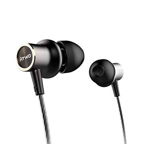 [ATWO AW111] Titanium Dynamic Driver in-Ear Wired Headphones Ergo Designs with Slide Sound Controller Waterproof 3.5mm Anti-Twisting Cable
