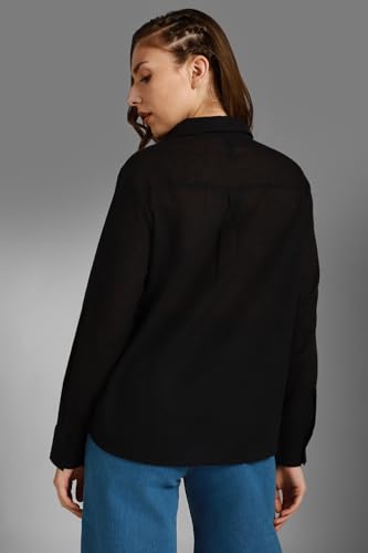 Image of High Star Women's Classic Oversized Spread Collar Long Sleeves Cotton Casual Shirt