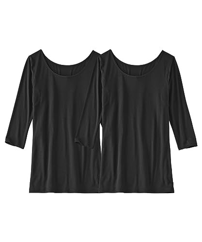 インナーシャツ 暑がりさんの冬インナー 襟ぐり広め丈長め7分袖インナー2枚組(吸湿発熱・吸汗速乾・UVカット) ウォームコアAIR BGH0223D0004