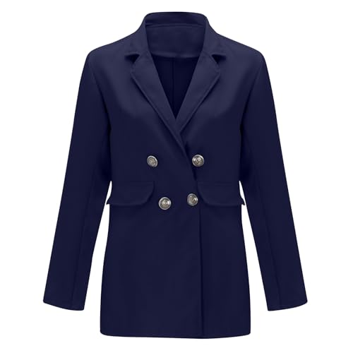Blazers for Women Plus Size Lightweight Double Breasted Long Sleeve Suits Jackets Business Casual Work Blazer Pockets3