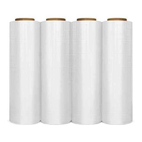 BM Paper 1 X 4 Plastic Shrink Stretch Wrap 445mm x 450m, 4RLS/CS 18" X80 Gauge Heavy Duty, Anti-Static, High Performance, Pre-Stretched, Puncture Resistant, Rust Prevention Shrink/Stretch Wrap Cover