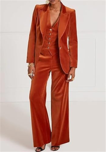 Velvet Womens 2 Pcs Pantsuits Blazer+Pants Peak Lapel Womens Tuxedo Business for Wedding Party Christmas 6