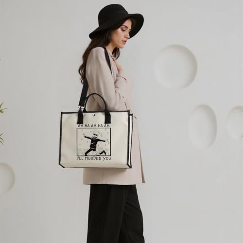 Bolso tote inspirado en JJK (Jujutsu Kaisen), regalo para fans del manga y anime, con frase 'I'll Murder You' miniatura 3
