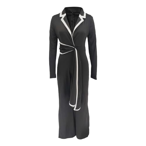 Mono casual para mujer elegante de manga larga y paneles de rayas 2