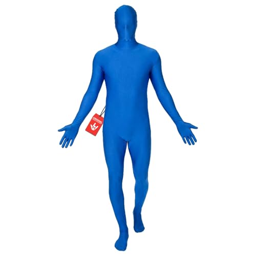 Morphsuits Traje segunda pele para adulto azul, fato cromado, disfarce carnaval - XL