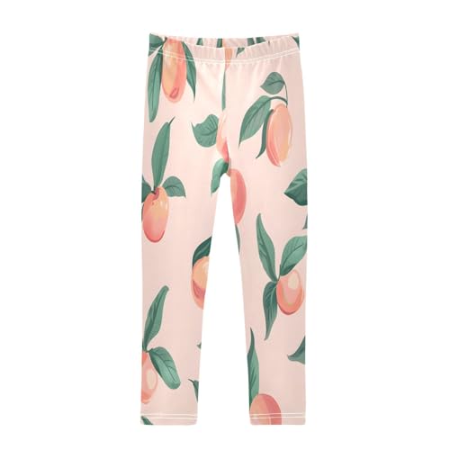 Bolaz Toddler Girls Leggings Printed Yoga Pants Leggings Green Leaves Pink Peach for Kids