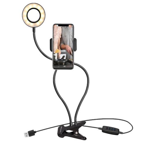 XPRIMEUK 24 LED Black Selfie Ring Light, Hands-Free & 360 Degree Rotatable, Selfie Light, Sturdy and Durable