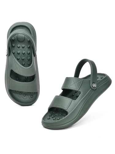 Image of Impakto Accupressure Slip-On Sandals for Men with Back Strap | Lightweight Soft Cushion Massage Footbed Slides | Slipper for Indoor & Outdoor