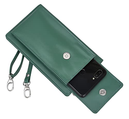 Image of URBAN FOREST Ruby Green Leather Sling Wallet for Women
