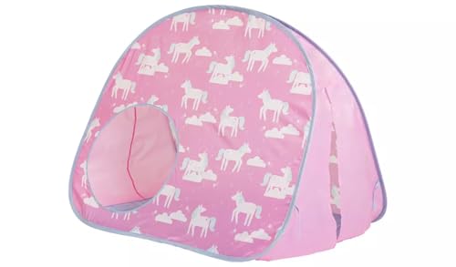 Image of Children's Unicorn Play Tent, Pink with White Pattern, Pop-Up Design