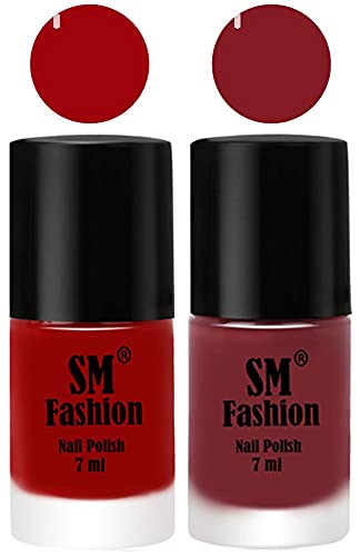 Image of Long Lasting Nail Polish | Nail Paint Combo 7 ml Each) - Set of 2 Light Red-Plum