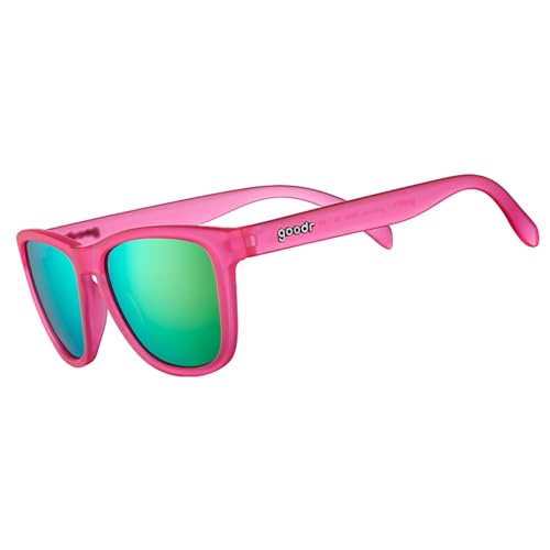 goodr Flamingos On A Booze Cruise Polarized Sunglasses for Men & Women, Medium Sized (OG), Pink Translucent Frames with Teal Mirored Reflective Lens, UV400 Protection, No Slip, No Bounce