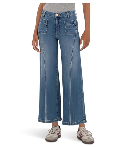 KUT from the Kloth Women's Charlotte High Rise Wide Leg Front Seam Patch Pockets