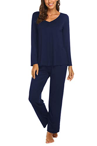 Image of Ekouaer Womens Pajama Sets 2 Piece Lounge Set Fall Winter Pajamas Long Sleeve Pjs Top and Pants Soft Pj Sets Loose Sleepwear
