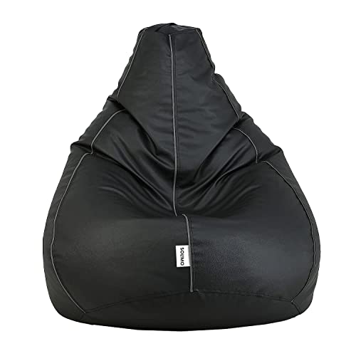 Image of Amazon Brand - Solimo Classic XXL Bean Bag Cover (Without Beans) - Black With Grey Piping