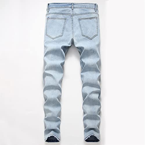 Maiyifu-GJ Mens Slim Fit Ripped Distressed Jeans Tapered Leg Destroyed Washed Denim Jeans Retro Hip Hop Jean Pants with Holes2