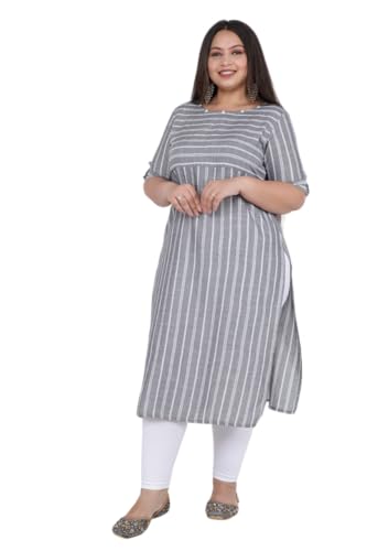 Plus Size Ethnic Cotton Kurti for Women | Comfortable Loose Fit D...