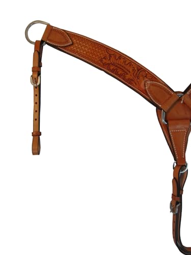 WESTERN BREAST COLLAR HARNESS LEATHER BROWN FLORAL BASKET TOOLED ROPING TACK
