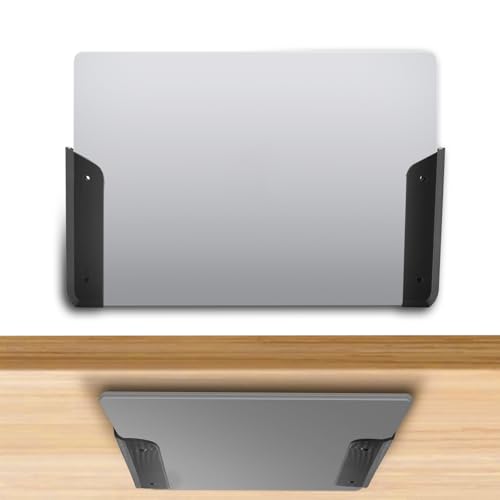 Penitue Support pour Ordinateur Portable sous Le Bureau, Mural Rangement Ordinateur Portable sous Le Bureau avec Adhésif Vis & Patins Anti-Rayures pour...