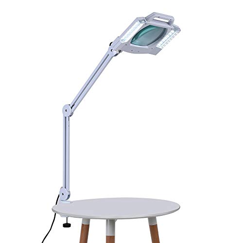 Wanforjewellery LED 5X Magnifying Lamp/LED Magnifying Floor Lamp, Desktop Magnifying Lamp with Clamp Swivel Medical, Adjustable Swivel Arm 5X Magnifier Lamp Light,Clipamplifier