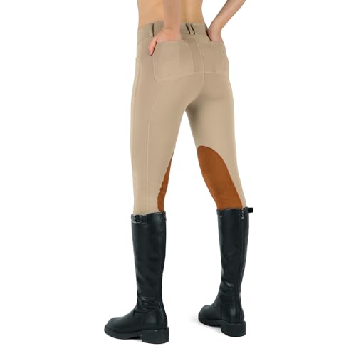 Beroy Kids Horse Riding Knee-Patches Pants Girls Equestrian Front-Zip Breeches Legging With Pockets thumb #2