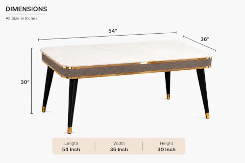 Image of WOODEN SPACE 4 Seater Wooden Dining Table Set | Urban Marble Top Dining Table with Chairs for Dining Room & Kitchen (Modern Vintage Brown) (54 x 36 x 30 inch)
