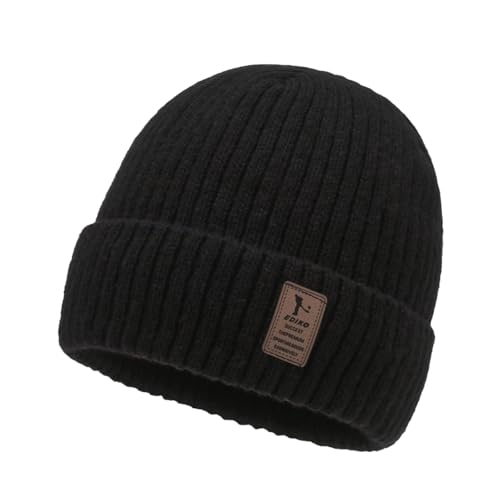 Lista de gorros de punto superventas 6 ATSNOSH Negro Gorro de Punto Hombres y Mujeres, Invierno Termicos Gorro Beanie de Punto, Cálido Gorra de Polar, Gorros Cálidos de Invierno,...
