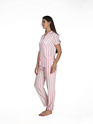 Image of Evolove Women's Polyester Half Sleeves Collared Night Suit Set /Top Pyjama Set Super Soft Comfortable (Nightsuit-Collar-HS-2)
