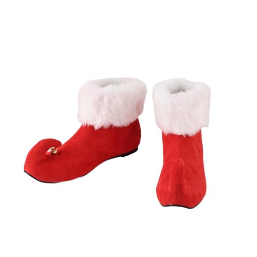 Women Red Elf Shoes Holiday Santa Costume Shoe Green Velvet Shoes Xmas Costume Holiday Party